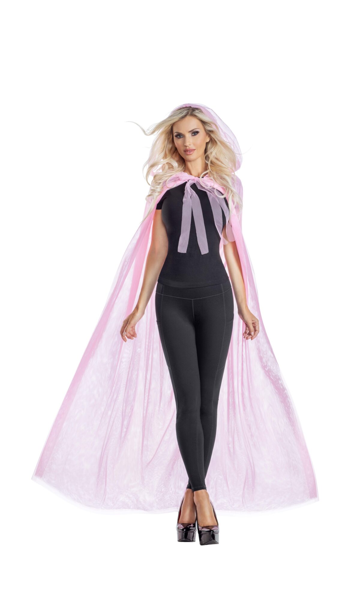 Pink Mesh Hooded Cape-1