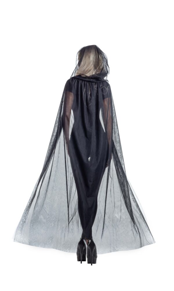 Black Mesh Hooded Cape-2